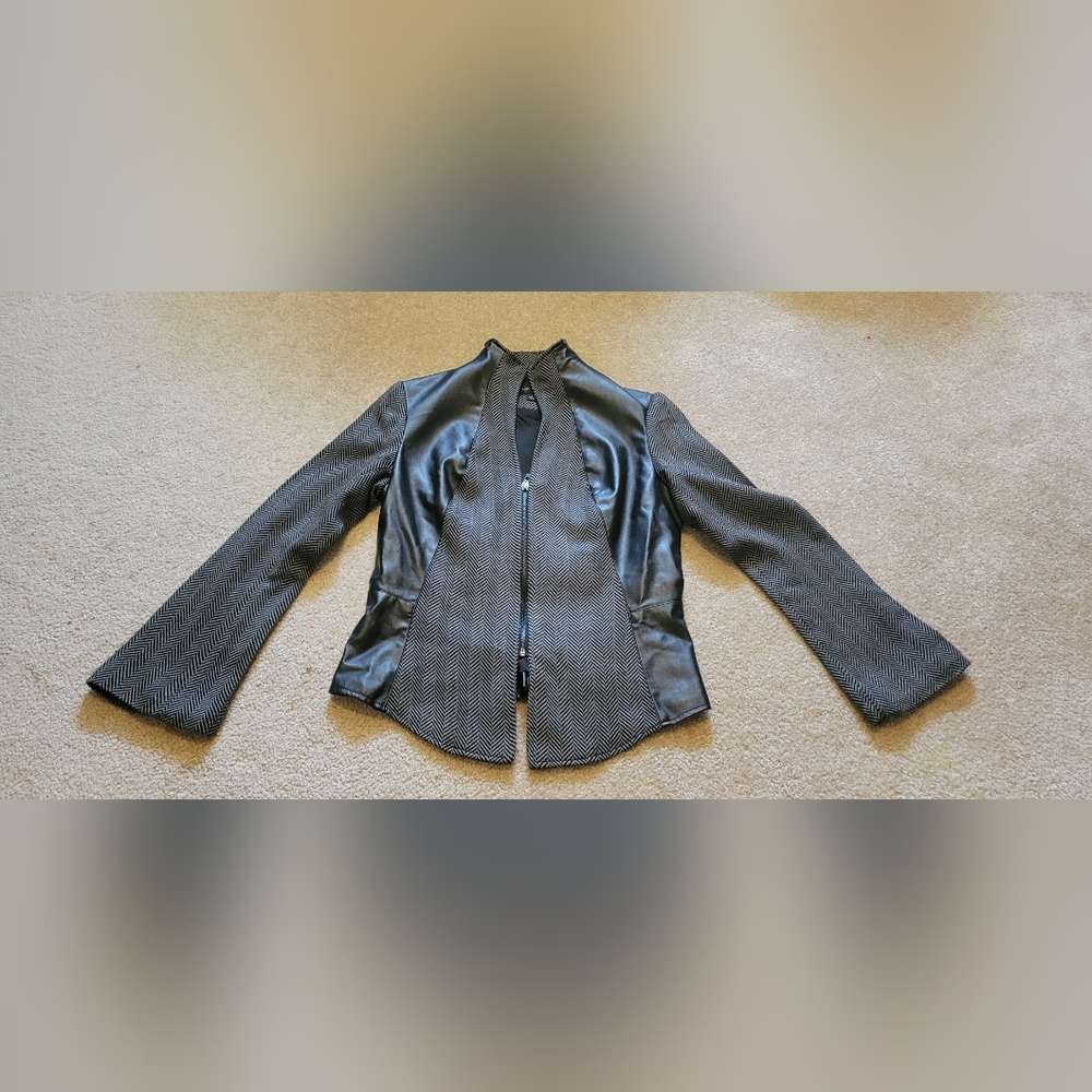 Mark of Style by Mark Zunino Herringbone Jacket w/ Stand Collar women's size 6